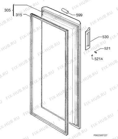 Взрыв-схема холодильника Zanussi ZFU923FW - Схема узла Door 003